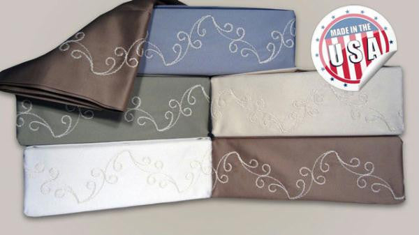 300TC SCROLL PILLOWCASE PAIR - BLUE