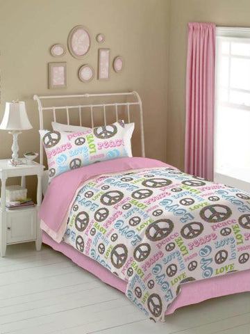 PEACE AND LOVE SHEET SET - PINK