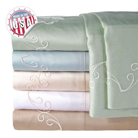 300TC SCROLL SHEET SET - IVORY