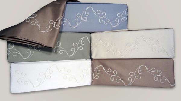 300TC SCROLL SHEET SET - IVORY