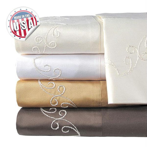 800TC SCROLL SHEET SET - IVORY