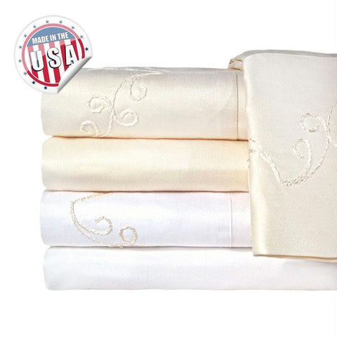 1200TC SCROLL PILLOWCASE PAIR - IVORY